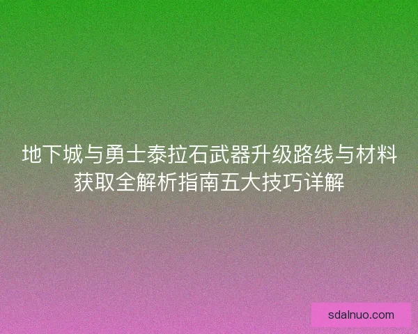地下城与勇士泰拉石武器升级路线与材料获取全解析指南五大技巧详解 地下城与勇士泰拉石武器升级路线与材料获取全解析指南五大技巧详解
